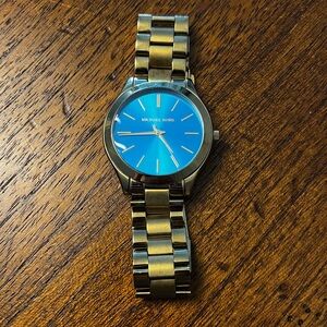 Michael Kors Blue Dial Two-Tone Watch